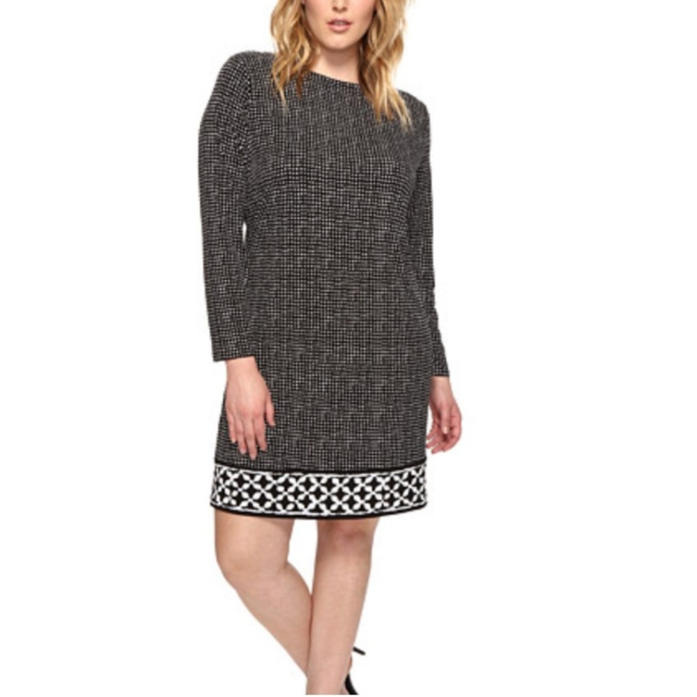 Michael Kors Border Print Long Sleeve Dress